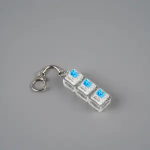 Square PC Stress Relief Key Toy, 4-Button 9-Key High Transparency Glow Mechanical Keyboard Keychain Pendant, Fun and Relaxing Accessory