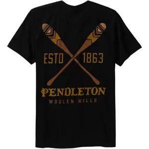 Pendleton Men's Paddle Graphic T-Shirt - Black/Brown, Fitted, Short-Sleeve, Crew Neck, 100% Cotton, Casual Summer Menswear Top