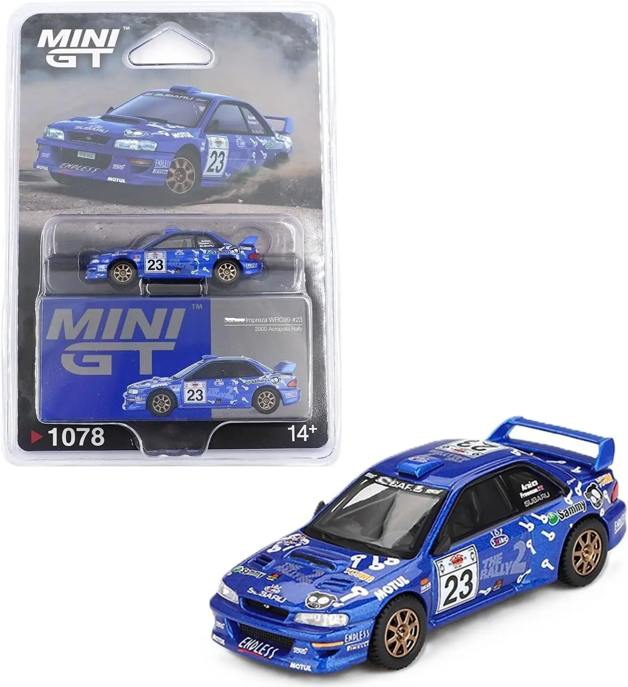 Mini GT 1:64 Subaru Impreza WRC99 #23 2000 Acropolis Rally Diecast Model Car Limited Edition MGT01078