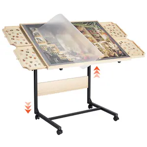 VEVOR 1500 Piece Puzzle Table with Legs,  4 Drawers and Cover, 34x25 in Portable Wooden Board with Wheels, Jigsaw Puzzle Accessories for Adults, Adjustable Height & 5-Tilting-Angle, Gift for Mom