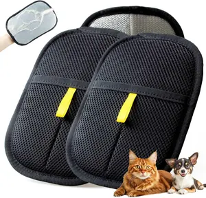 2-Pack Pet Hair Remover Gloves, Reusable Double-Sided Pet Grooming Mitts for Dogs & Cats, Static Fur Removal Gloves for Sofa, Carpet, Furniture, Car Seats & Clothing, Pet Grooming Cleaning Tool, Quick Cleaning Gloves