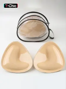 Reusable Moderate Thickening Self-Adhesive Bra Pads, Bra Inserts with Waterproof Transparent Bag Packaging, Invisible Bikini Style, Ideal for Summer Use