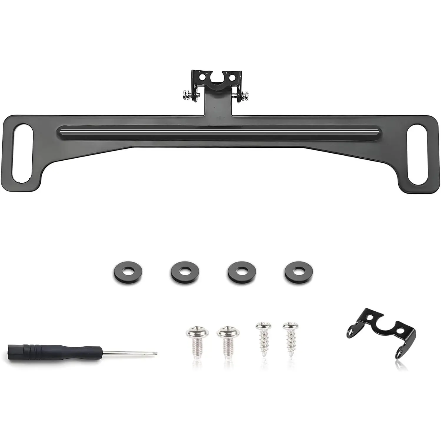 Universal Rear Camera License Plate Mount Bracket - Metal Synthetic Material with Screws, 170° Wide-Angle Easy Adjustment, Secure Mounting, Easy Installation, Backup Safety, Dash/Mirror Cam Accessory Holder
