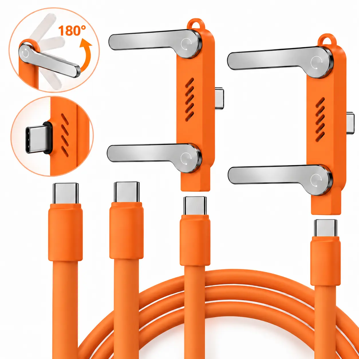 240W Invisible Stand Fast Charging Cable,240W USB C to USB C Flat Cable 90 Degree Angled,Sideways Phone Type C Charger Cord Compatible with iPhone 16 17 Series,Samsung S26 S25