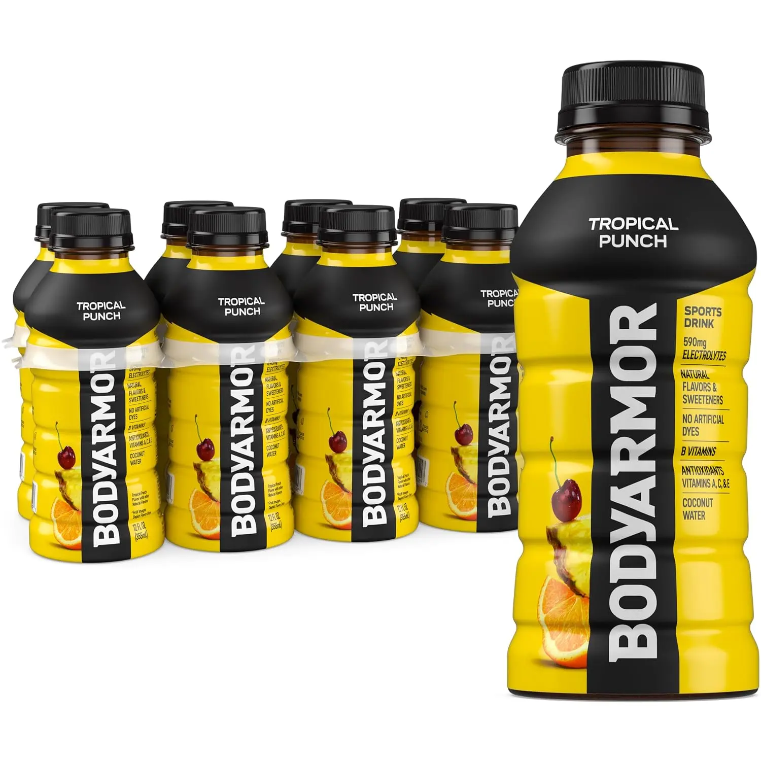BODYARMOR Sports Drink, Tropical Punch, Electrolyte Drink Hydration, 12 Fl Oz Bottles (8 Pack), Flavored Coconut Water with B Vitamins & Antioxidants