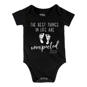 The Best Things In Life Are Unexpected 2026 Baby Bodysuit Funny Babys Short Sleeve Onesies Romper for Infant Newborn Boys Girls Soft Casual Outfit with Snap Closures for Easy Diaper Change