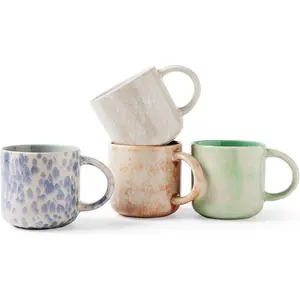 12 OZ Coffee Mugs Set of 4, Modern Ceramic Coffee Mugs Set with handle for /Latte/Cappuccino/Milk/Cocoa.