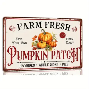 Vintage Farmhouse Pumpkin Patch Metal Tin Sign Rustic Autumn Wall Decor For Home Kitchen Or Bar