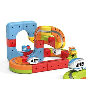 Rechargeable Magnetic Railway Kit 30 Pieces with Train Engine, Perfect STEM Toy for Home & Playroom
