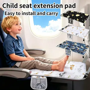 Baby Seat Extension Pad, Cute Animal Print Foldable Travel Footrest, Adjustable Mesh Storage Bag, Portable Baby Car Seat Leg Rest, Car Seat Attachment