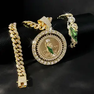 3-Piece San Judas Tadeo Jewelry Set - Necklace, Bracelet & Pendant for Protection & Hope, Religious Gift for Catholics, Daily Wear Unisex Set for Men & Women Intercessor