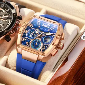 SOLLEN Men's Unique Tono Case Quartz Watch - 24-hour Chronograph & Calendar Multi-function, Silicon Strap, Gift for Birthday (Boyfriend/Husband)/Valentine's Day/Father's Day/Wedding - 719 fashionable luminous waterproof watch