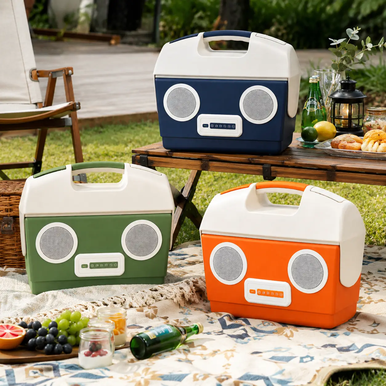 Portable Camping Cooler with 2.64 Gal/10L Capacity, 12-Can Storage and Bluetooth Speakers for Camping & Hiking