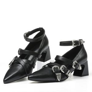 Clearance Sale Women's Multiple Buckles Square Heel Mary Jane Shoes Buckle Ballet Pointed Toe Ankle Strap Fashion Comfortable Thick Heel Party goth Dress Shoes
