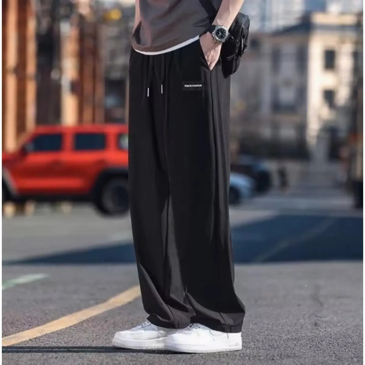 Men's 3-Pack Comfy Casual Pants - Mid-Rise Straight-Leg Loose Fit, Drawstring Waist, Plain Street Style Activewear for Outdoor Walking, Comfy Pants, Sportswear, Athletic