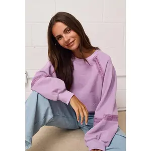Lavender Lace Trim Sweatshirt