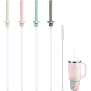 Replacement Straws and Bite Valve for  Around Travel Tumbler 40oz 32oz 28oz 20oz,with 1 Brush (4 colors)