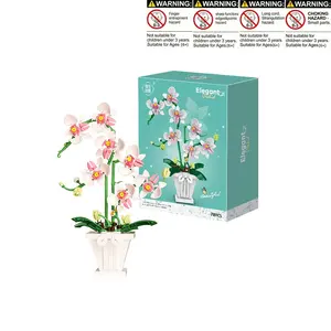 Realistic Orchid Building Block Set, Never Fading Romantic Decor, Butterfly Orchid Puzzle Decoration, Stress Relief Toy, Home Decor Gift