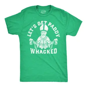 Mens Funny T Shirts Lets Get Paddy Whacked Sarcastic St Patricks Day Novelty Tee for Men Mens Funny T Shirts Cool Vintage Fashion T-Shirt Gift Classic Menswear Saint Patrick's Day Apparel for Men Funny Drinking Green -