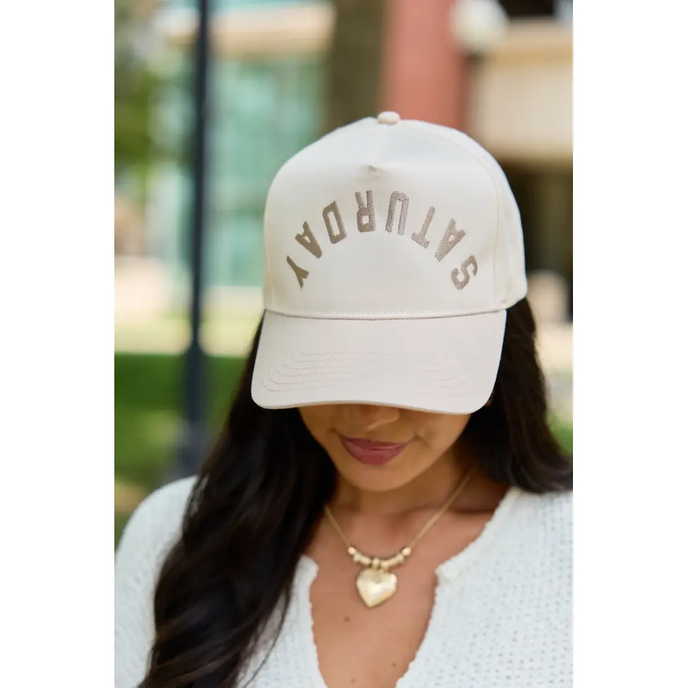 See You Saturday Khaki Embroidered Trucker Hat