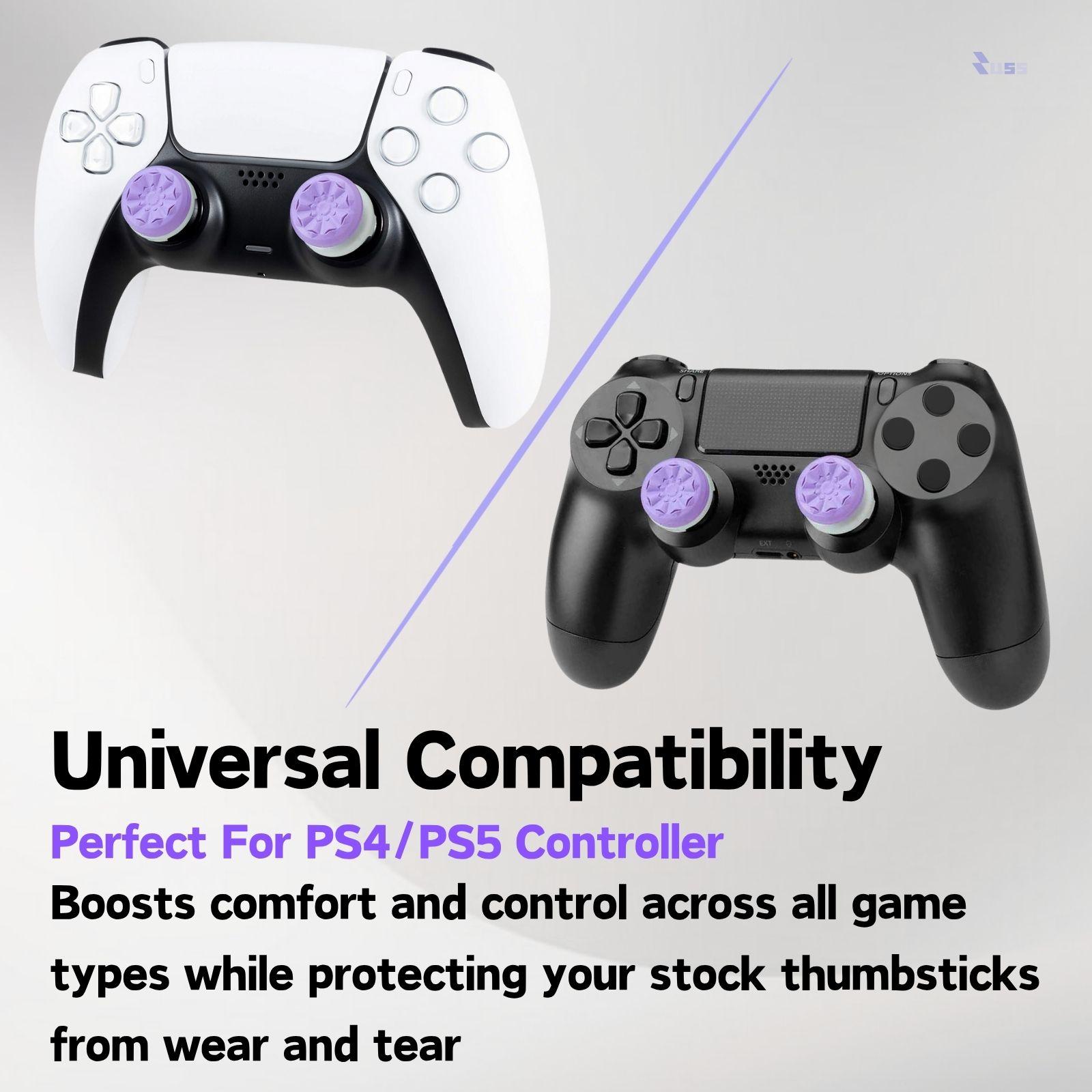 Thumbstick Grips for PS5/PS4, Joystick Thumb Grips for FPS Aim, Precision ring, 1 High-Rise, 1 Mid-Rise, For PS5/PS4 Game Controller joystick, Console