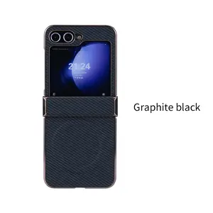 Luxury Ultra-Thin Magnetic Carbon Fiber Electroplated Phone Case, Flip Cover with Screen Protection, Business Fashion Protective Shell  for Samsung Flip 7, Flip 6, Flip 5, Flip 4, Flip 3