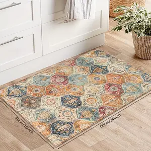 Creative Bohemian Moroccan Printed Kitchen Mats Absorbent, Non-Slip, Easy-To-Clean Decorative Mat for Bathroom Use