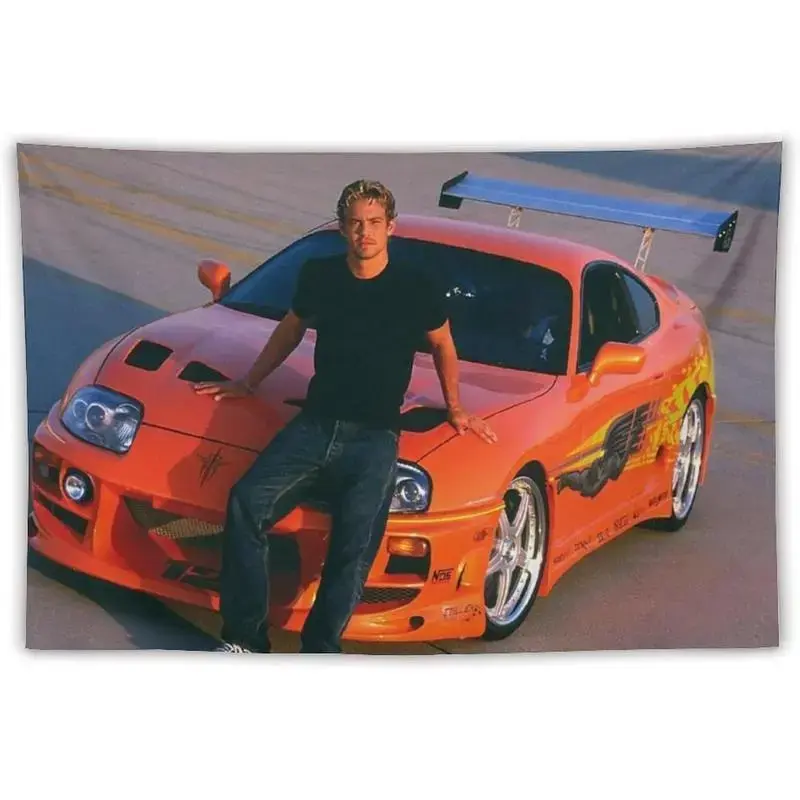 Paul Walker Movie Print Tapestry - 1-Piece Rectangular Polyester Wall Decor, Bright Prints Wall Hanging Flag for Bedroom/Living Room Home Decoration