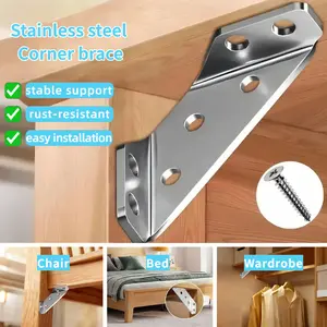 Stainless Steel Corner Braces, Universal Angle Corner Bracket with Screws, Sturdy One Piece Design for Secure and Stable Furniture Assembly Corner Brackets for Home Office and DIY Projects