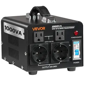 Summervibes VEVOR Voltage Converter Transformer, 1000VA, Heavy Duty Step Up/Down Power Transformer, Convert from 110V to 220V and 220V to 110V, with US Outlets, EU Outlets, Power Cord, Circuit Breaker Protection