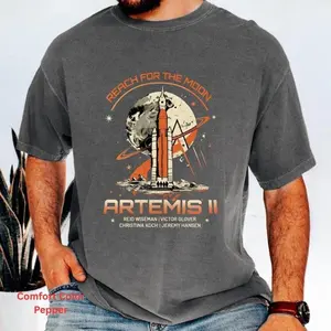 Youth and Adult Artemis II Reach For The Moon T-shirt, Unisex Cotton T-Shirt, Menswear, Womenswear