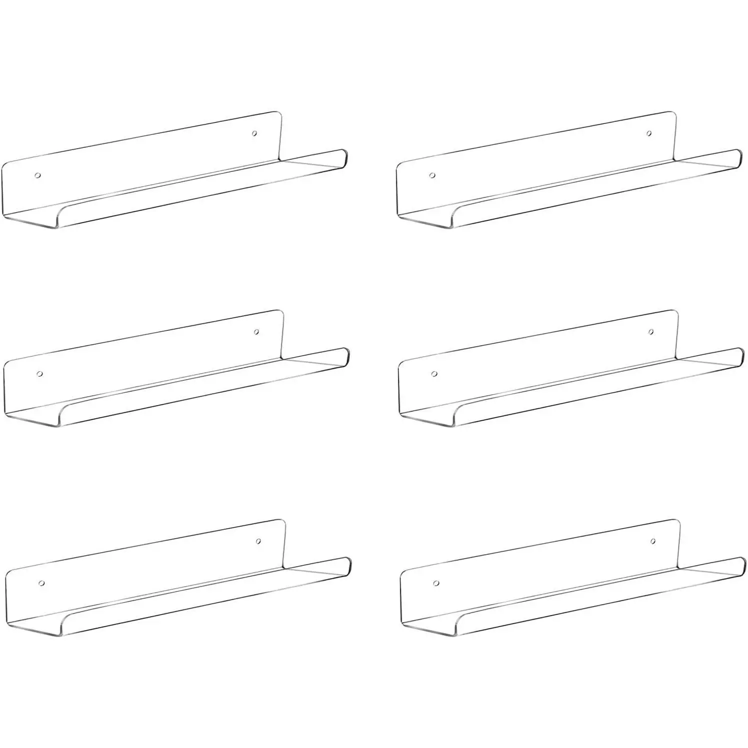 Vinyl Record Shelf Wall Mount,12 Inch Magazine Display Shelves,6 Pack,Acrylic Album Record Holder Display,Floating Wall Shelves for Bathroom