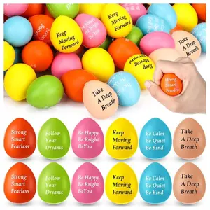 36 Pcs Motivational Stress Balls – Inspirational & Funny Quotes, Colorful Foam Hand Exercise Balls, Anxiety Relief Toys for Office, School, or Home, Stress Relief Gift Set (Egg Shape)