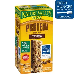 Nature Valley Peanut Butter Dark Chocolate Protein Chewy Bars, 30 Count – 10g Protein Snack Bars, Gluten-Free, Energy Boosting Nut & Chocolate Granola Bars for On-the-Go Snacking