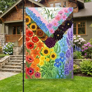 Floral Progress Pride Garden Flag, LGBTQ Rainbow Floral Yard Decor, Inclusive Equality Flag, Colorful Outdoor Pride Month Decoration