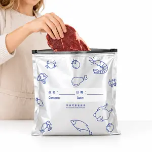 50 PCS Reusable Foil Storage Bags Airtight Slider Pouches for Veggies Fruit Meat & Beans Organiser