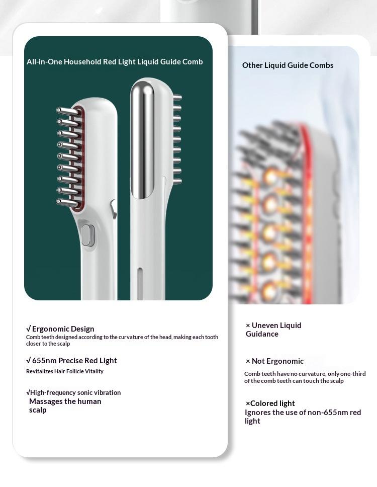 Advanced Hair Growth Comb - EMS Microcurrent & Red Light Therapy for Scalp Stimulation, Hair Regrowth & Thickening |  Rejuvenating Daily Care