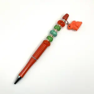 Orange bunny handmade beaded pen