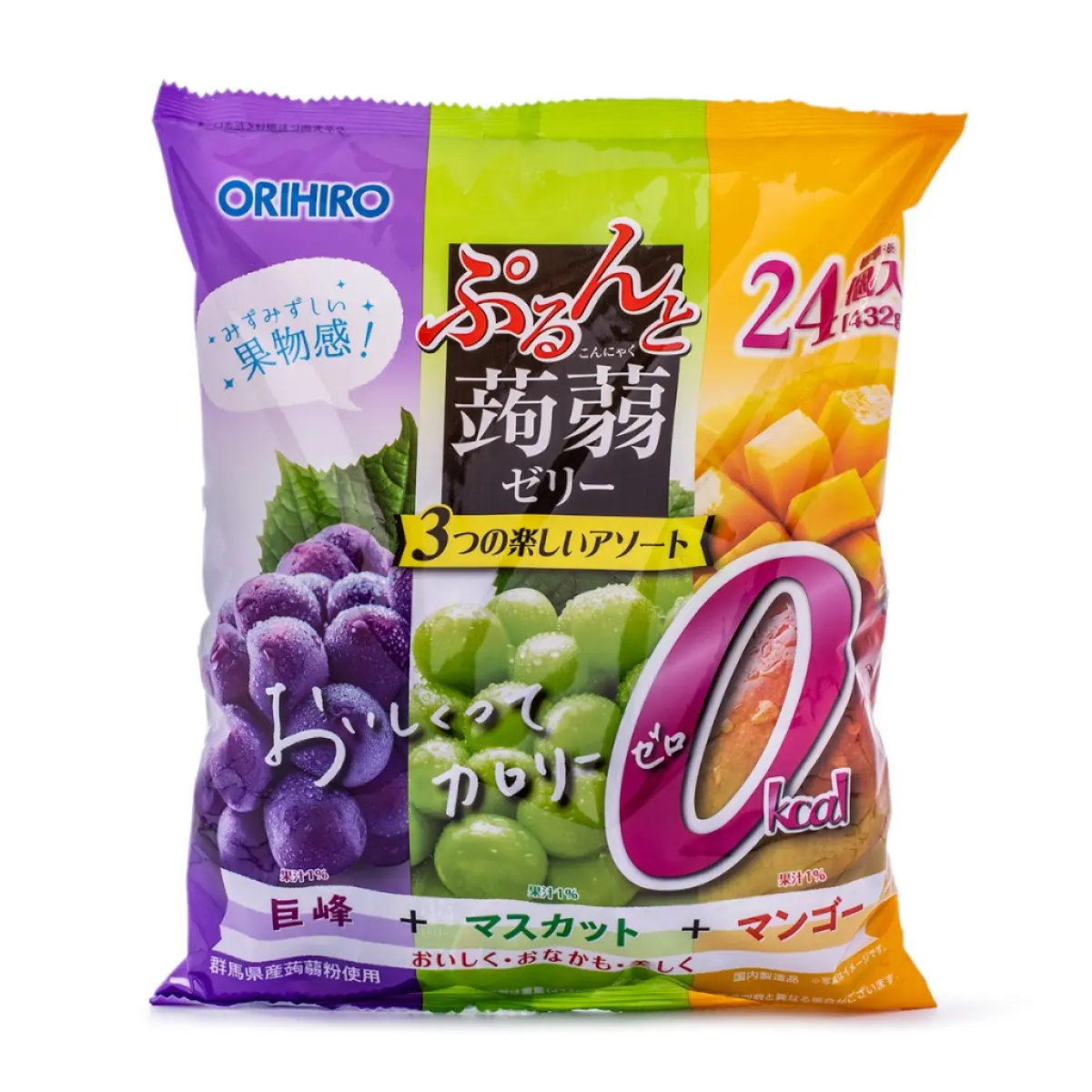Orihiro Jelly, Kyoho Grape, Muscat & Mango Flavor, 24pcs 432 g Orihiro Jelly, Kyoho Grape, Muscat & Mango Flavor, 24pcs 432 g