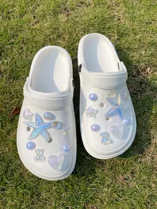 18pcs Fashionable Abs Starfish Decor Shoe Clips, Shoe Charms, DIY Detachable Rhinestone Heart Pearl Shoes, Multi-Use for Sandals, Flip Flops, Beach Bags, Party Gifts