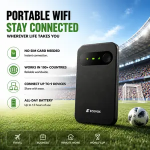 ECOVOX 4G LTE Portable WiFi Hotspot – Pay-As-You-Go Wireless Internet, No SIM Card or Contract Needed, Auto Network Switching, Connect Up to 9 Devices, Free 1GB Local Data for Travel, Camping & Outdoor Use