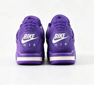 Solid Deep Violet Soft Nubuck Leather Hollow Grid Mid Cut Retro Lifestyle Trainers Off White Contrast Midsole Anti Slip Rubber Outsole For Street Daily Outfits