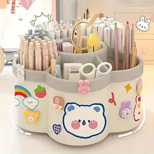 360 Degree Rotatable Pen Holder, Large Capacity Multifunctional Desktop Stationery Storage Box, Cute Pencil Cup, Desk Organizer for Office, School, Home, Stationary Organizer Holder