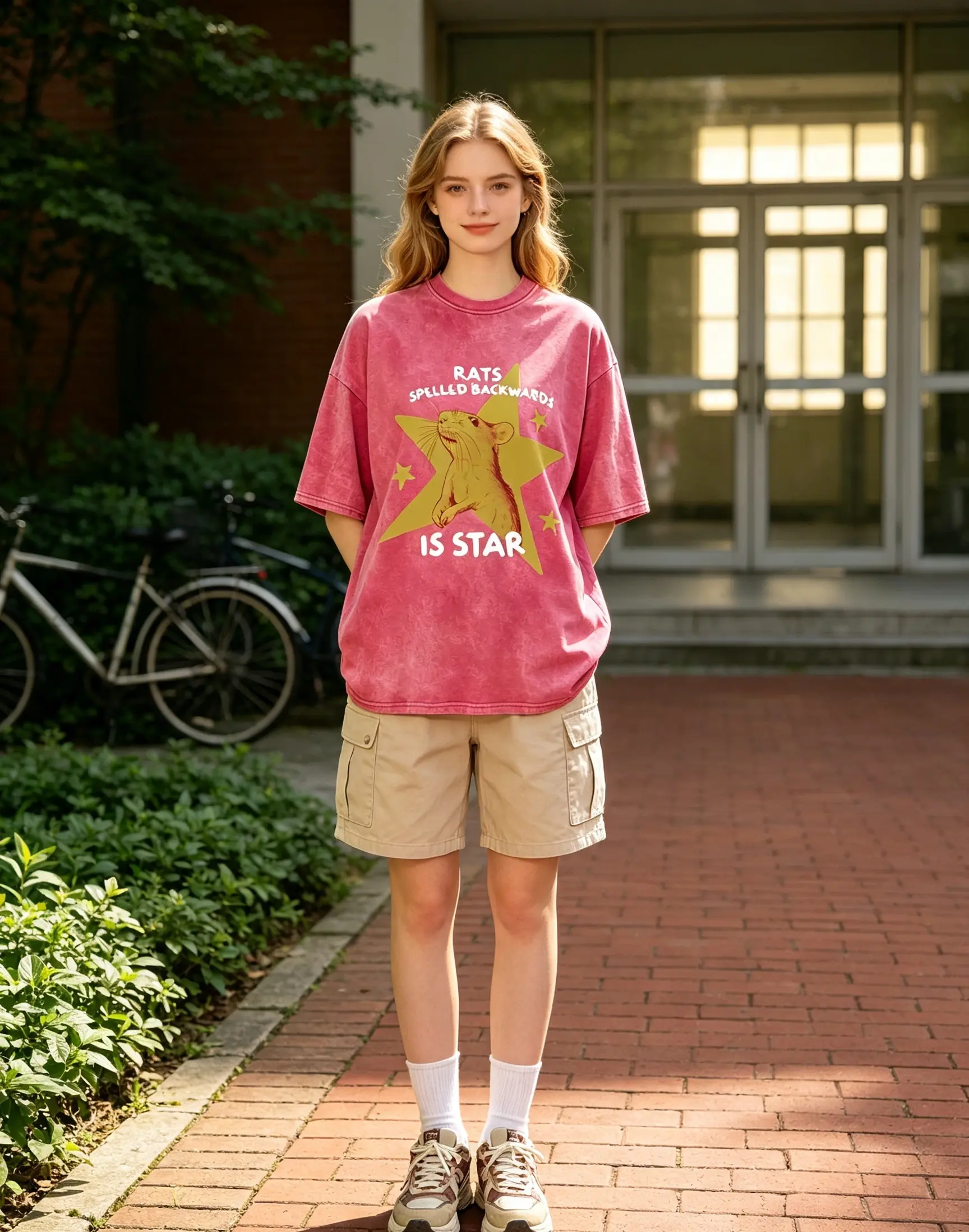 Rats Spelled Backwards is Star - Silly Rat Shirt Funny Animal Graphic Tee - weird t shirt Casual Round Neck