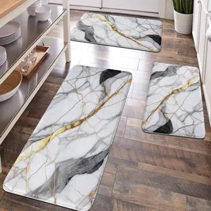 [Popular Choice] 1 pc, room decoration, bathroom decoration, bathroom mat, bathroom mat, kitchen mat, Decorative gray marble pattern mat, Bohemian theme mat, the surface is soft and comfortable, and fatigue is reduced.