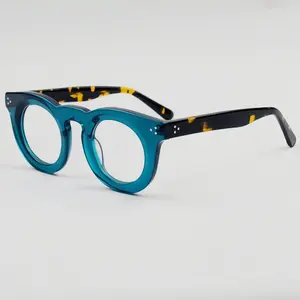 Round Acetate Eyeglasses Frames Thick Reading Glasses Fashion Classic Men Women