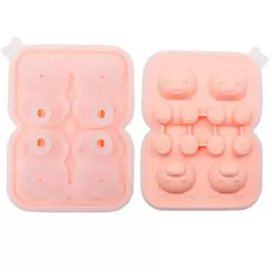 New 4-Piece Bear Ice Cube Mold, Silicone Ice Tray for Home Use, Trendy Ice Pop and Ice Cream Maker, Durable and Reusable Ice Molds