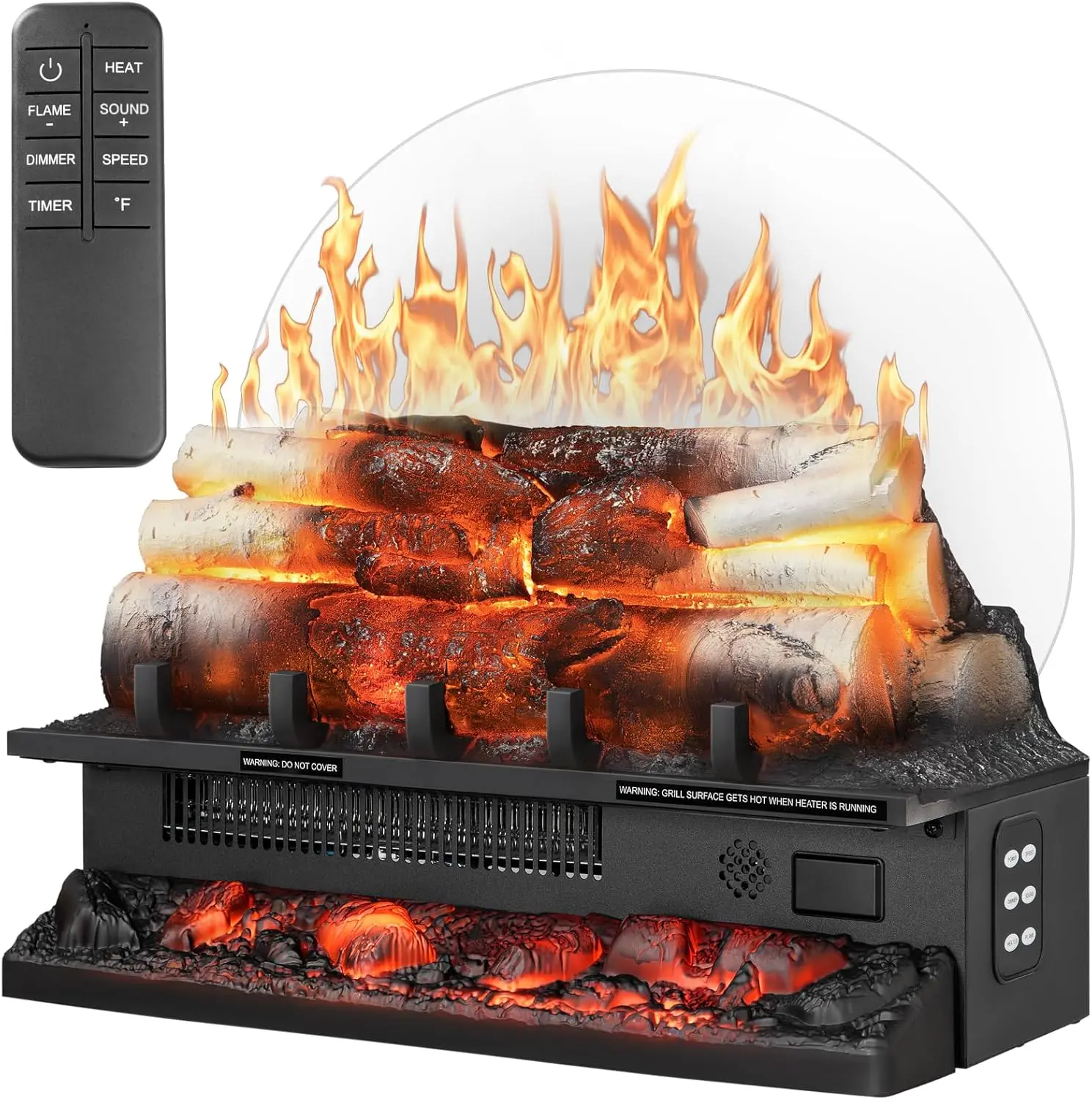 XBEAUTY Electric Fireplace Log Heater - Household Plug-in Appliance with 750W/1500W Dual Power, Analog Natural Sound, 2 Temperatures, 5 Adjustable Flame Brightness & Speed, Remote Control, Overheat Protection for Home & Office, Appliances