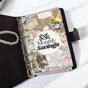 A6 Monthly Savings Challenge Planner with 8k 2.5k 12k 15k Goals for Financial Planning and Organization