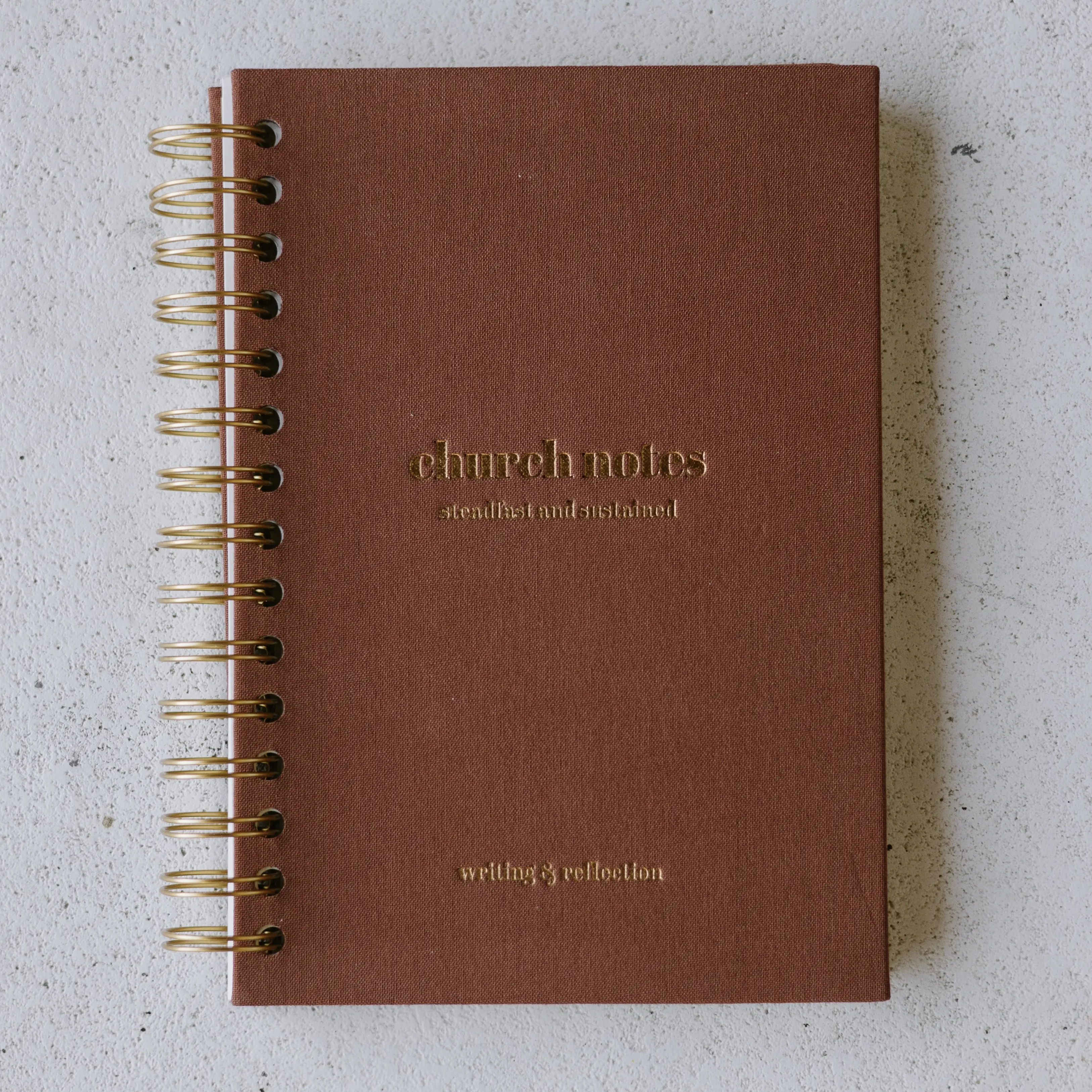 Church Notes Journal - Brown Linen by Steadfast and Sustained - Christian Sermon Notebook to Write Verses, Key Points, Notes, and Apply the Message - Men or Women Gift Idea